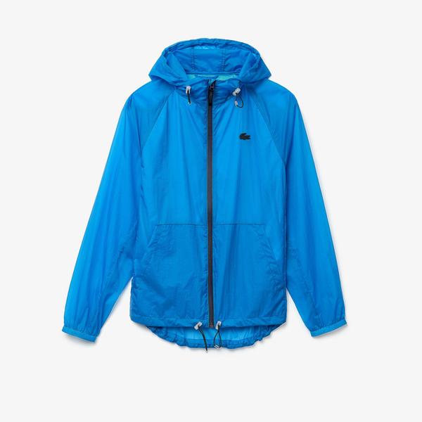 Lacoste Kadın Kapüşonlu Fermuarlı Mavi Rüzgarlık / Ceket