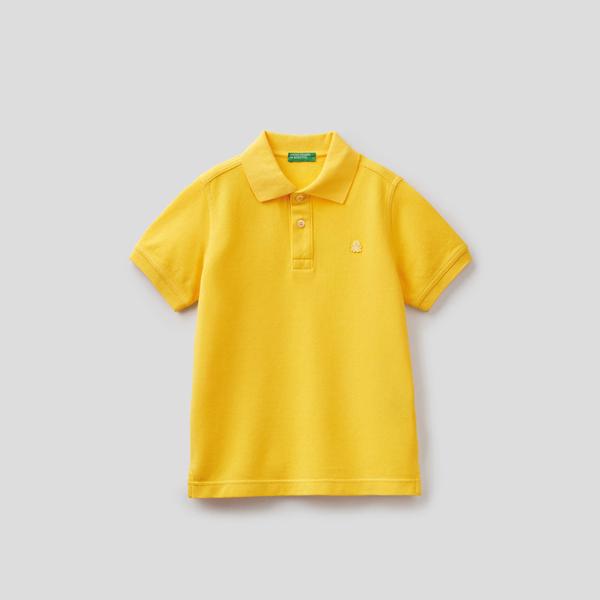 Benetton Logo Pike Erkek Çocuk Sarı Polo