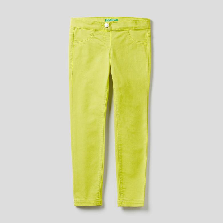 Benetton Streç Jegging Kız Çocuk Yeşil Pantolon