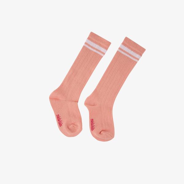Miela Kids Dizaltı Çizgili Fitilli Pembe Çorap