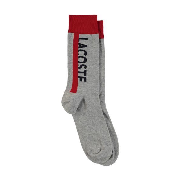 Lacoste Unisex Uzun Baskılı Gri Çorap