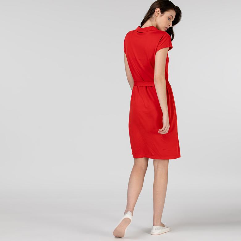 Lacoste Kadın Kısa Kollu Kırmızı Elbise