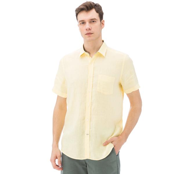 Nautica Erkek Sarı Kısa Kollu Keten Gömlek