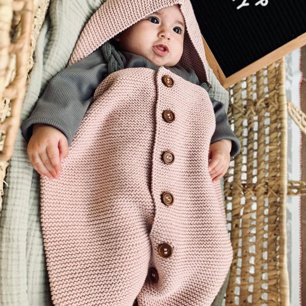 Baboo Kız Bebek Pembe Örgü Kundak Battaniye
