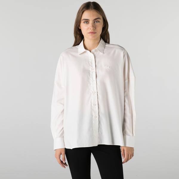 Lacoste Kadın Relaxed Fit Beyaz Gömlek