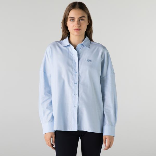 Lacoste Kadın Relaxed Fit Mavi Gömlek