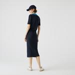 Lacoste Kadın Polo Yaka Kısa Kollu Lacivert Triko Elbise