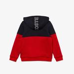 Lacoste Sport Çocuk Blok Desenli Baskılı Fermuarlı Lacivert - Kırmızı Sweatshirt