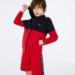 Lacoste Sport Çocuk Blok Desenli Baskılı Fermuarlı Lacivert - Kırmızı Sweatshirt