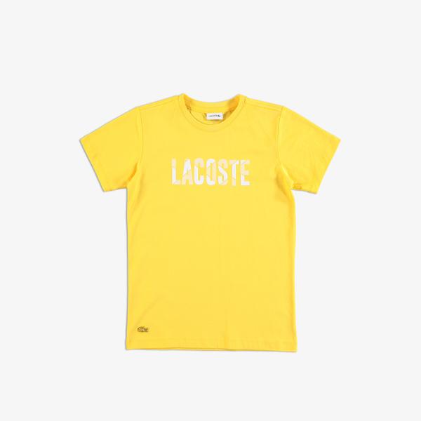 Lacoste Çocuk Bisiklet Yaka Baskılı Sarı T-Shirt