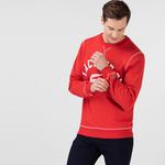 Lacoste Erkek Klasik Fit Bisiklet Yaka Baskılı Kırmızı Sweatshirt