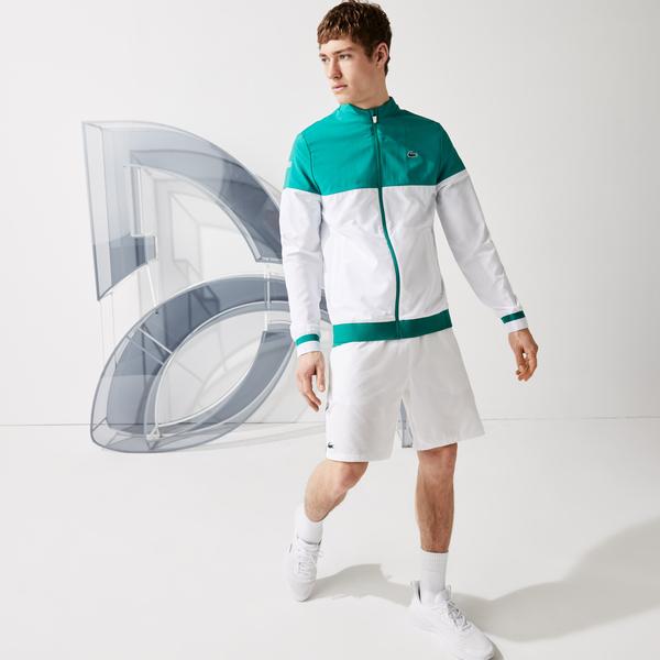 Lacoste Sport Novak Djokovic Erkek Dik Yaka Renk Bloklu Yeşil - Beyaz Ceket