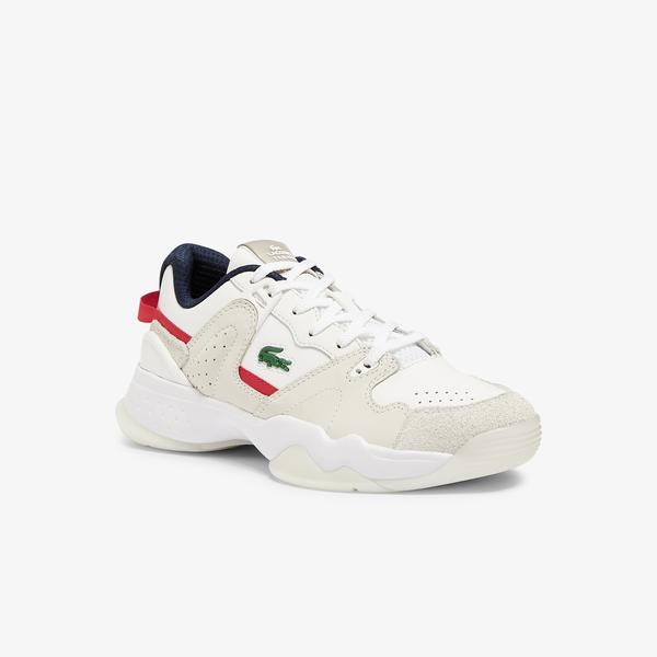 Lacoste T-Point 0721 1 G Sfa Kadın Deri Beyaz - Lacivert - Kırmızı Sneaker