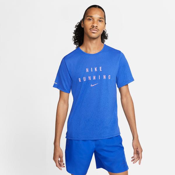Nike Run Division Dri-Fit Miler Graphic Erkek Mavi T-Shirt