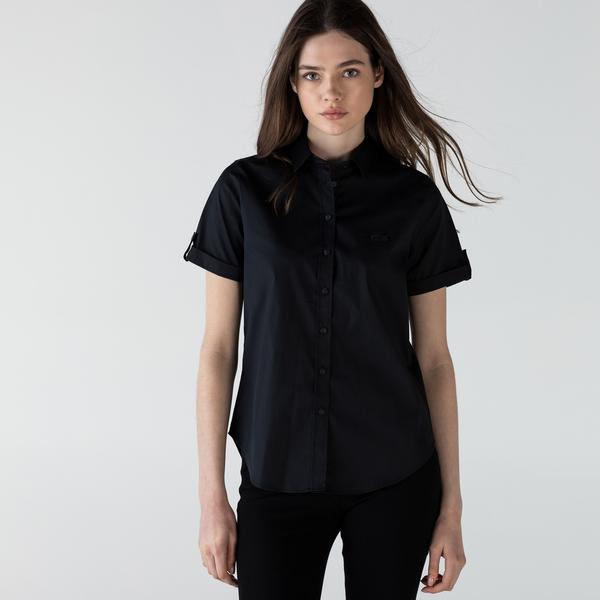 Lacoste Kadın Kısa Kollu Siyah Gömlek