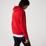 Lacoste Erkek Classic Fit Kapüşonlu Renk Bloklu Kırmızı Sweatshirt