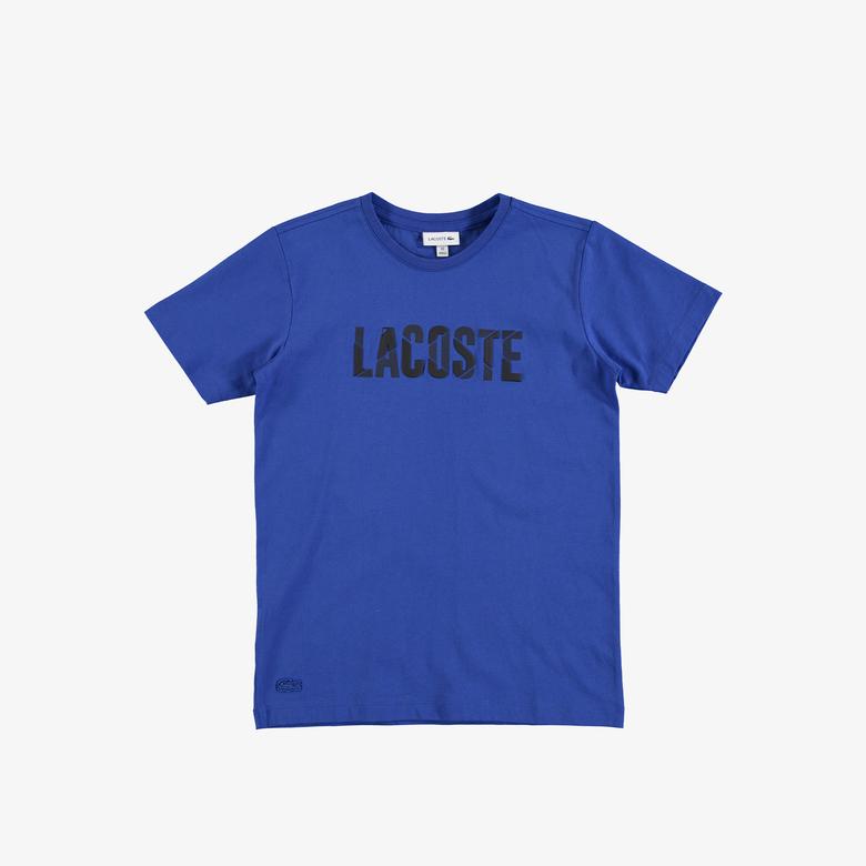 Lacoste Çocuk Bisiklet Yaka Baskılı Mavi T-Shirt