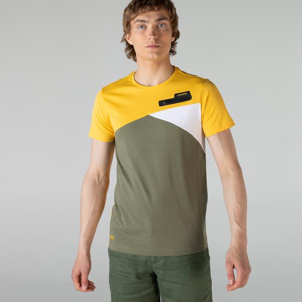 Lacoste Erkek Slim Fit Bisiklet Yaka Renk Bloklu Renkli T-Shirt