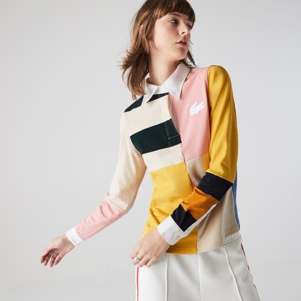 Lacoste L!ve Kadın Regular Fit Uzun Kollu Renk Bloklu Renkli Polo