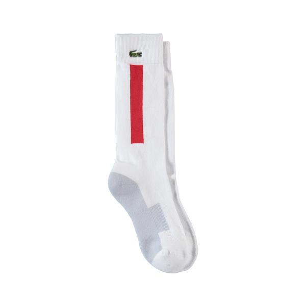Lacoste Sport Unisex Blok Desenli Uzun Beyaz Çorap