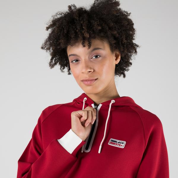 Lacoste Sport Kadın Regular Fit Kapüşonlu Kırmızı Sweatshirt